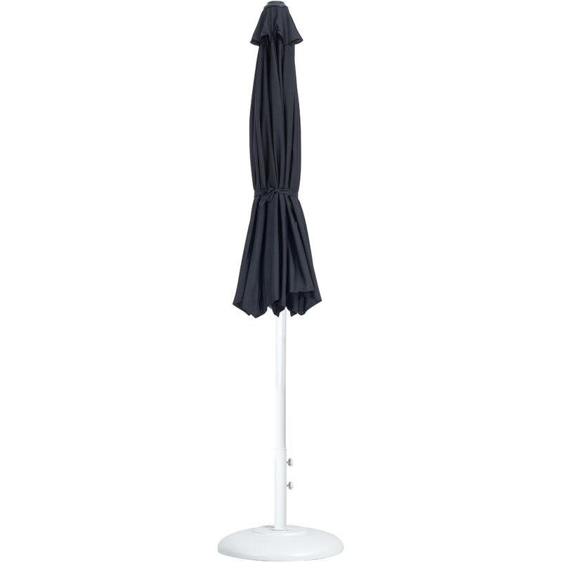 Meridian Fiji Black Fabric / Matte White Aluminum Patio Umbrella with Base Sets IMAGE 11