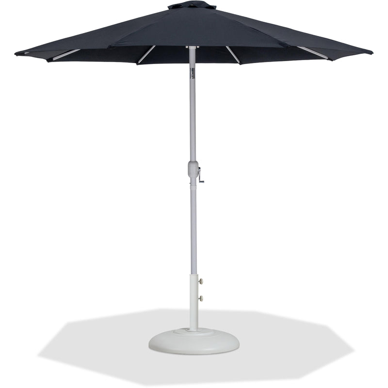 Meridian Fiji Black Fabric / Matte White Aluminum Patio Umbrella with Base Sets IMAGE 1