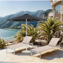 Meridian Fiji Black Fabric / Matte White Aluminum Patio Umbrella with Base Sets IMAGE 2