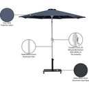 Meridian Fiji Grey Fabric / Matte Black Aluminum Patio Umbrella with Base Sets IMAGE 20