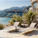 Meridian Fiji Grey Fabric / Matte Black Aluminum Patio Umbrella with Base Sets IMAGE 2