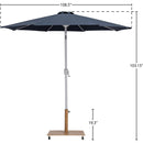 Meridian Fiji Grey Fabric / Teak Aluminum Patio Umbrella with Base Sets IMAGE 19