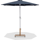 Meridian Fiji Grey Fabric / Teak Aluminum Patio Umbrella with Base Sets IMAGE 1