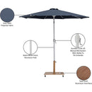 Meridian Fiji Grey Fabric / Teak Aluminum Patio Umbrella with Base Sets IMAGE 20