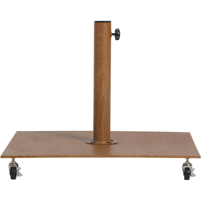 Meridian Fiji Grey Fabric / Teak Aluminum Patio Umbrella with Base Sets IMAGE 8