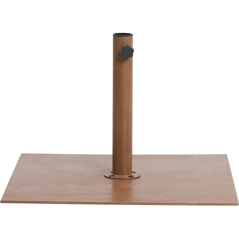 Meridian Fiji Grey Fabric / Teak Aluminum Patio Umbrella with Base Sets IMAGE 9