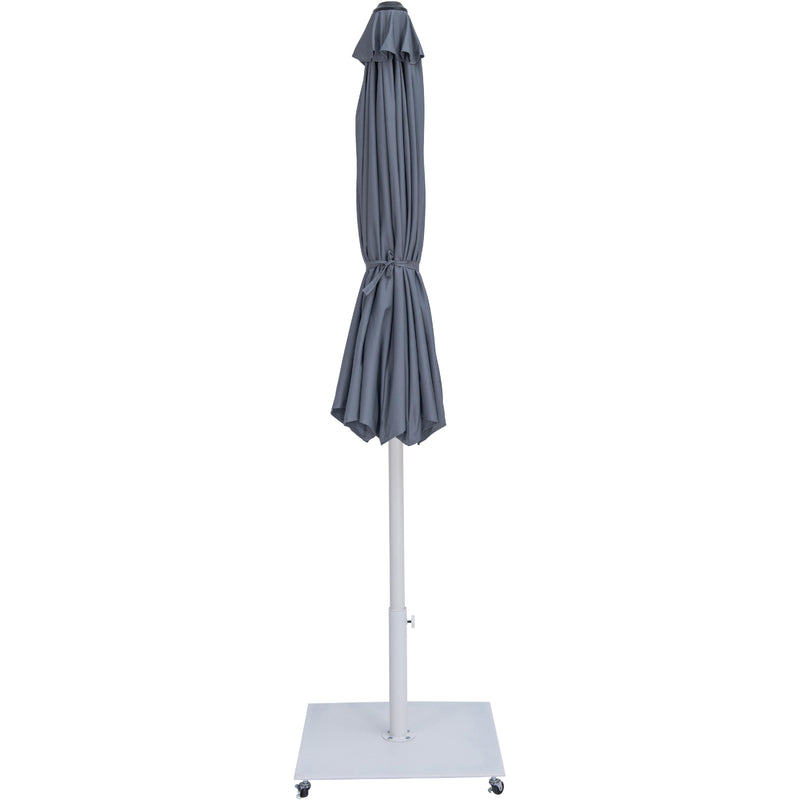 Meridian Fiji Grey Fabric / Matte White Aluminum Patio Umbrella with Base Sets IMAGE 14
