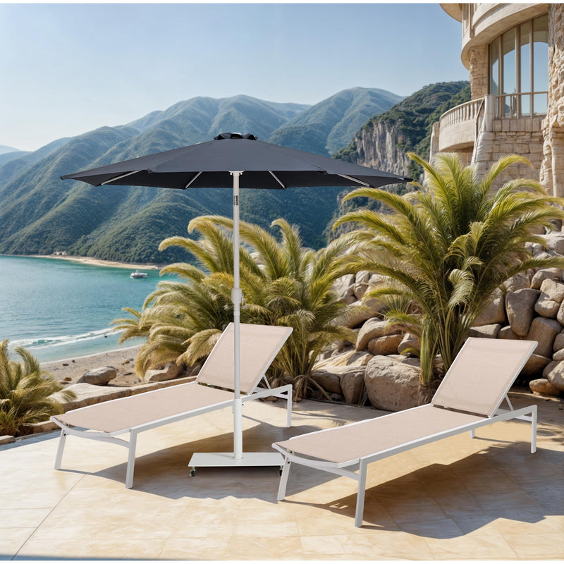 Meridian Fiji Grey Fabric / Matte White Aluminum Patio Umbrella with Base Sets IMAGE 2