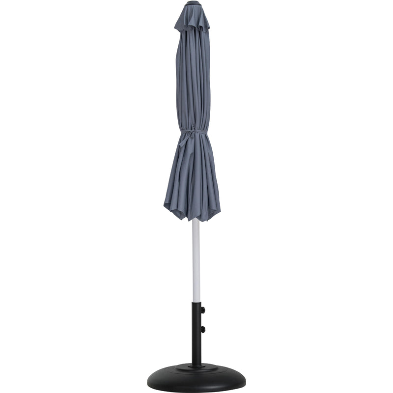 Meridian Fiji Grey Fabric / Matte Black Aluminum Patio Umbrella with Base Sets IMAGE 11