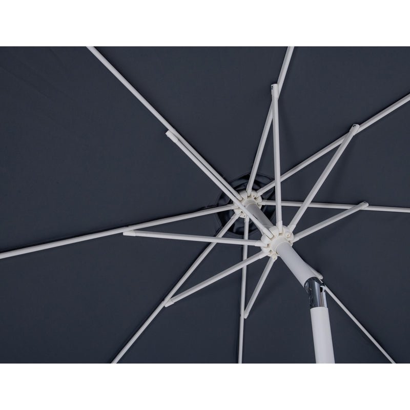 Meridian Fiji Grey Fabric / Matte Black Aluminum Patio Umbrella with Base Sets IMAGE 14