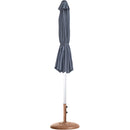 Meridian Fiji Grey Fabric / Teak Aluminum Patio Umbrella with Base Sets IMAGE 11