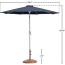 Meridian Fiji Grey Fabric / Teak Aluminum Patio Umbrella with Base Sets IMAGE 16