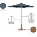 Meridian Fiji Grey Fabric / Teak Aluminum Patio Umbrella with Base Sets IMAGE 17