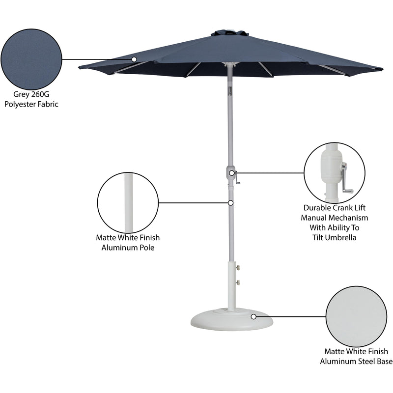 Meridian Fiji Grey Fabric / Matte White Aluminum Patio Umbrella with Base Sets IMAGE 17