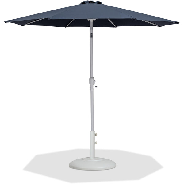 Meridian Fiji Grey Fabric / Matte White Aluminum Patio Umbrella with Base Sets IMAGE 1