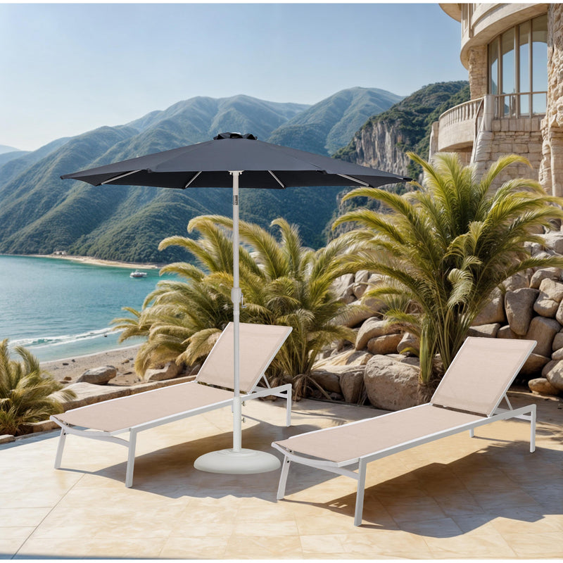 Meridian Fiji Grey Fabric / Matte White Aluminum Patio Umbrella with Base Sets IMAGE 2