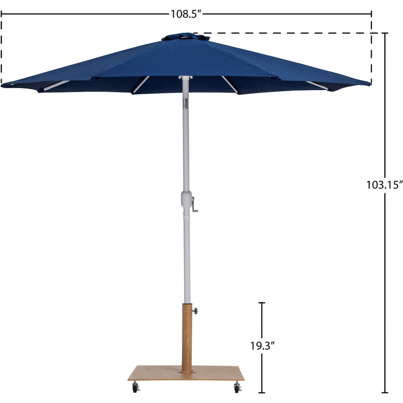 Meridian Fiji Navy Fabric / Teak Aluminum Patio Umbrella with Base Sets IMAGE 19