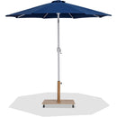 Meridian Fiji Navy Fabric / Teak Aluminum Patio Umbrella with Base Sets IMAGE 1