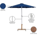 Meridian Fiji Navy Fabric / Teak Aluminum Patio Umbrella with Base Sets IMAGE 20