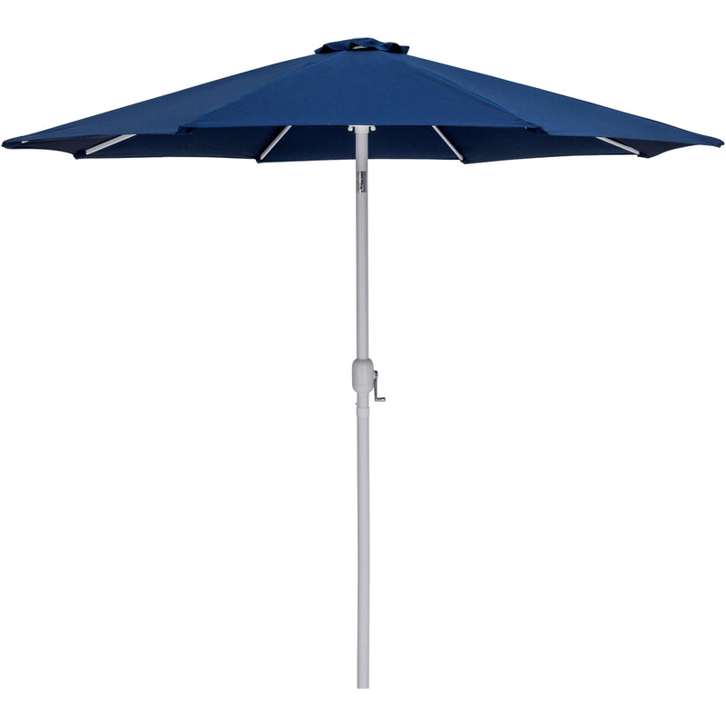 Meridian Fiji Navy Fabric / Teak Aluminum Patio Umbrella with Base Sets IMAGE 3