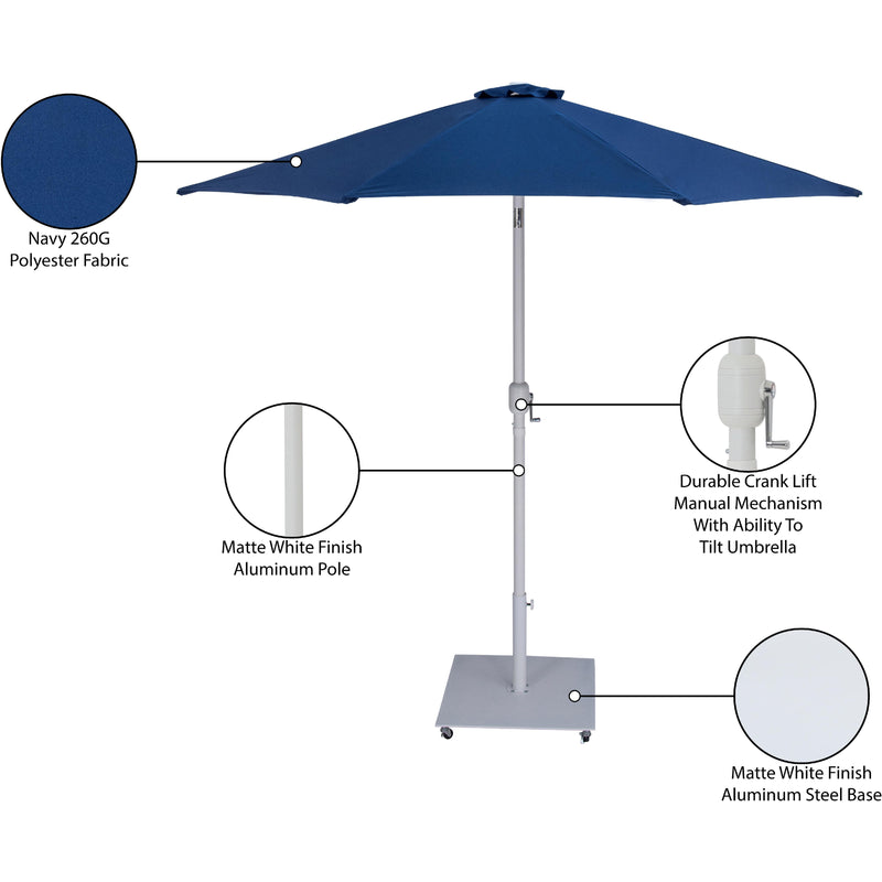 Meridian Fiji Navy Fabric / Matte White Aluminum Patio Umbrella with Base Sets IMAGE 20