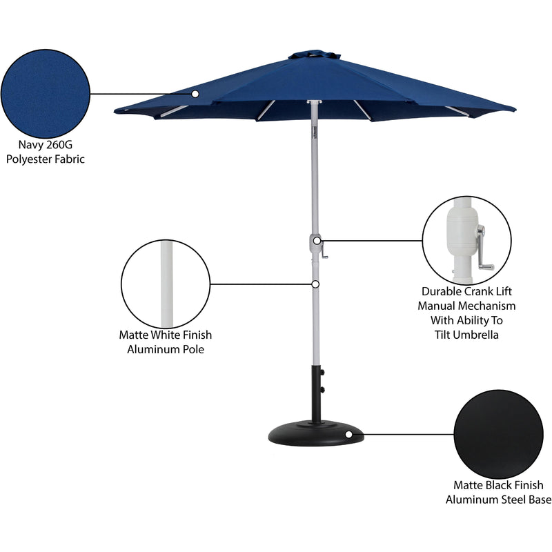 Meridian Fiji Navy Fabric / Matte Black Aluminum Patio Umbrella with Base Sets IMAGE 17