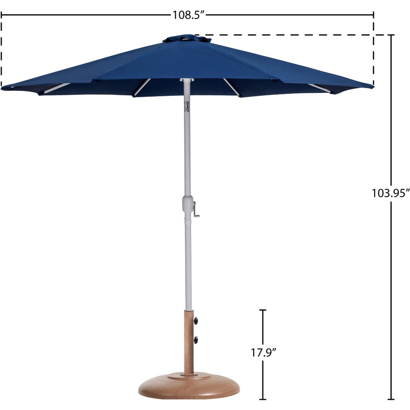 Meridian Fiji Navy Fabric / Teak Aluminum Patio Umbrella with Base Sets IMAGE 16