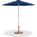 Meridian Fiji Navy Fabric / Teak Aluminum Patio Umbrella with Base Sets IMAGE 1