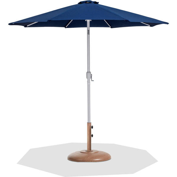 Meridian Fiji Navy Fabric / Teak Aluminum Patio Umbrella with Base Sets IMAGE 1