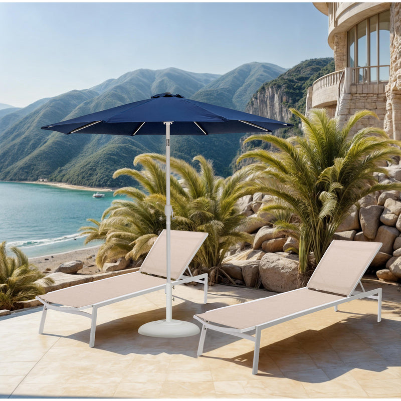 Meridian Fiji Navy Fabric / Matte White Aluminum Patio Umbrella with Base Sets IMAGE 2