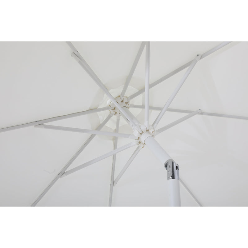 Meridian Fiji White Fabric / Matte Black Aluminum Patio Umbrella with Base Sets IMAGE 17
