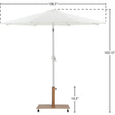 Meridian Fiji White Fabric / Teak Aluminum Patio Umbrella with Base Sets IMAGE 19