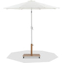 Meridian Fiji White Fabric / Teak Aluminum Patio Umbrella with Base Sets IMAGE 1