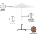 Meridian Fiji White Fabric / Teak Aluminum Patio Umbrella with Base Sets IMAGE 20