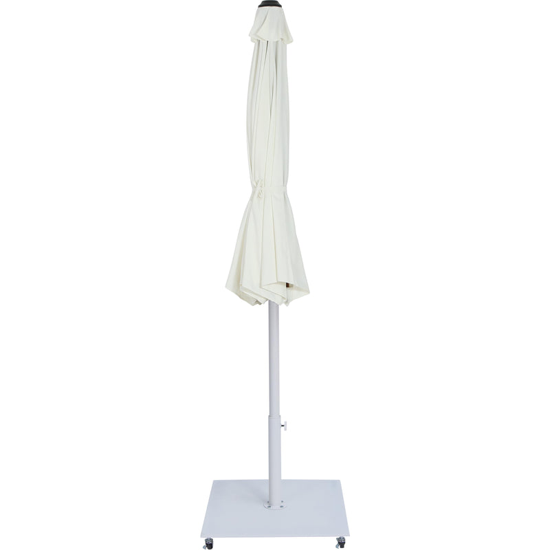 Meridian Fiji White Fabric / Matte White Aluminum Patio Umbrella with Base Sets IMAGE 14