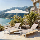 Meridian Fiji White Fabric / Matte White Aluminum Patio Umbrella with Base Sets IMAGE 2