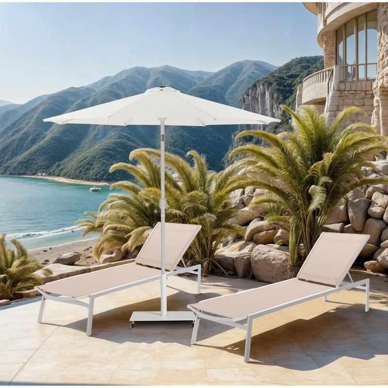 Meridian Fiji White Fabric / Matte White Aluminum Patio Umbrella with Base Sets IMAGE 2