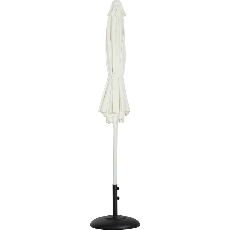 Meridian Fiji White Fabric / Matte Black Aluminum Patio Umbrella with Base Sets IMAGE 11