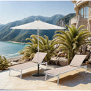 Meridian Fiji White Fabric / Matte Black Aluminum Patio Umbrella with Base Sets IMAGE 2