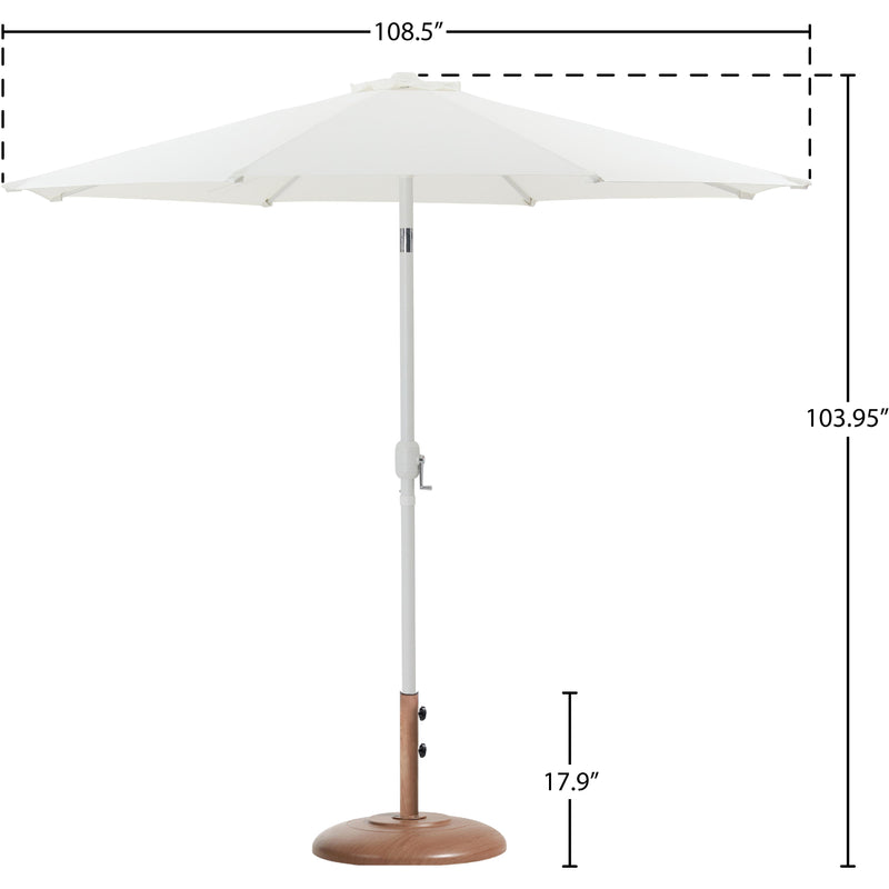 Meridian Fiji White Fabric / Teak Aluminum Patio Umbrella with Base Sets IMAGE 16