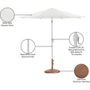 Meridian Fiji White Fabric / Teak Aluminum Patio Umbrella with Base Sets IMAGE 17