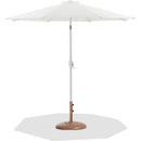 Meridian Fiji White Fabric / Teak Aluminum Patio Umbrella with Base Sets IMAGE 1