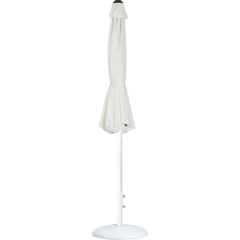 Meridian Fiji White Fabric / Matte White Aluminum Patio Umbrella with Base Sets IMAGE 11