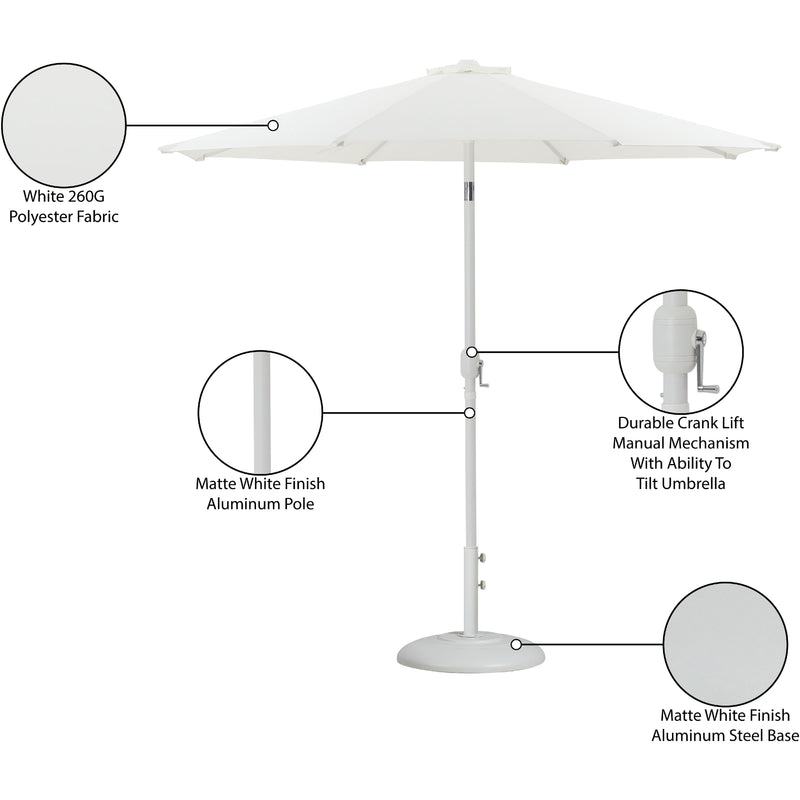 Meridian Fiji White Fabric / Matte White Aluminum Patio Umbrella with Base Sets IMAGE 17