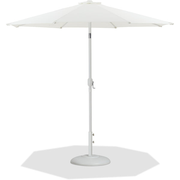 Meridian Fiji White Fabric / Matte White Aluminum Patio Umbrella with Base Sets IMAGE 1