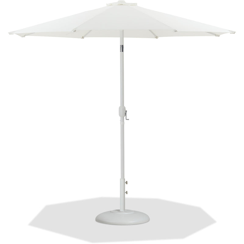 Meridian Fiji White Fabric / Matte White Aluminum Patio Umbrella with Base Sets IMAGE 1