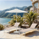 Meridian Fiji White Fabric / Matte White Aluminum Patio Umbrella with Base Sets IMAGE 2