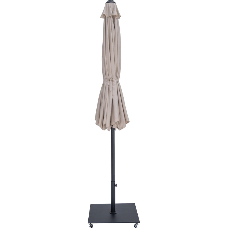 Meridian Fiji Beige Fabric / Matte Black Aluminum Patio Umbrella with Base Sets IMAGE 13
