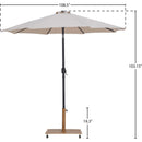 Meridian Fiji Beige Fabric / Teak Aluminum Patio Umbrella with Base Sets IMAGE 18