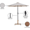 Meridian Fiji Beige Fabric / Teak Aluminum Patio Umbrella with Base Sets IMAGE 19